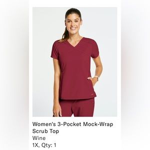 Jaanuu 3 Pocket Mock Wrap Scrub Top